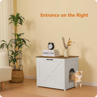 Cat Litter Box Enclosure, Hidden Litter Box Furniture - White+Warm Brown / 23.6"L x 19.7"W x 21.7"H - image 2