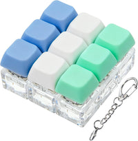 XiawaLangzhuo cat paw keyboard fidget toy, 9-in-1 clicker keychain in white and purple - view 6