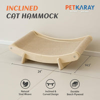 PETKARAY Foldable Cat Hammock Bed - Sisal Beige / Wooden Lounge - image 2