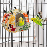 Wontee Bird Plush Hammock Parrot Hanging Snuggle Cave Happy Hut Tent - S / Beige Pattern - image 4