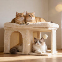 Heybly Cat Tree, 14" Cat Tower with Large Cat Bed & Condo HCT203SW – Essentials for Cats - 14 inch / Beige - image 2