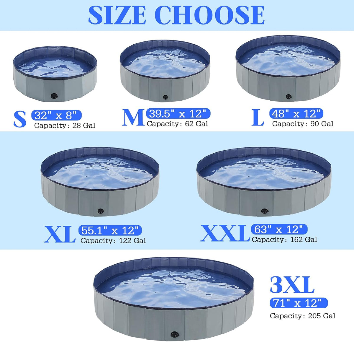 Foldable Dog Pool, Portable Pet Bath Tub and Kiddie Swimming Pool – Essentials for Dogs - 48"-L / Gray - image 2