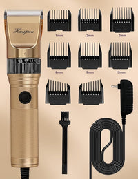 Dog Grooming Clippers, Professional Dog Clipper for Thick Coat 12V Plug-in Pet Trimmer High Power Pet Clippers Low Noise with Guard Combs Brush for Dogs Cats and Other Animal