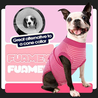 FUAMEY Recovery Suit for Dogs After Surgery,Soft Breathable Dog Bodysuit E-Collar & Cone Alternative Surgical Suit,Male Female Dog Neuter Spay Suits Anti Licking Wounds Onesie Rose Stripes L