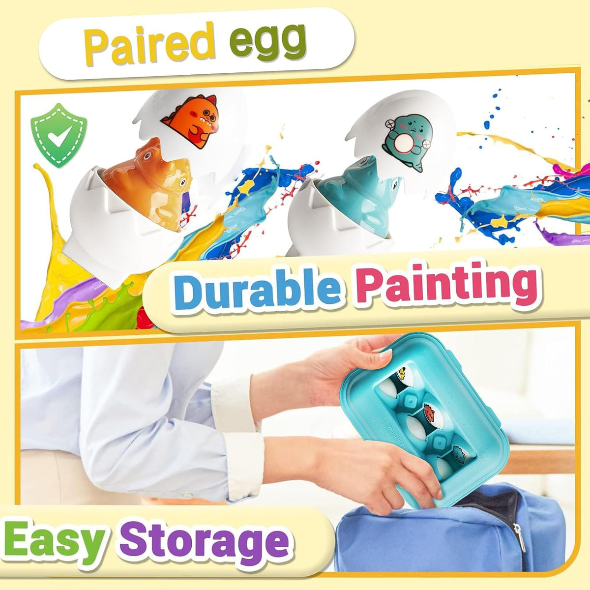 Tinabless Matching Eggs Toys 12 pcs Set Color & Shape Recognition - Blue-dinosaur Eggs - image 2