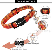 ARING PET 2 Pack Cat Collar-Cute Cotton Cat Collar Breakaway - halloween plaid - image 4