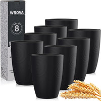 Wrova set of 8 black reusable wheat straw cups, 20 oz, stackable - view 6