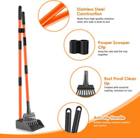 Pooper Scooper, Long Handle Dog Poop Scooper for Medium Small Dogs – Essentials for Dogs - Orange / Medium - image 2