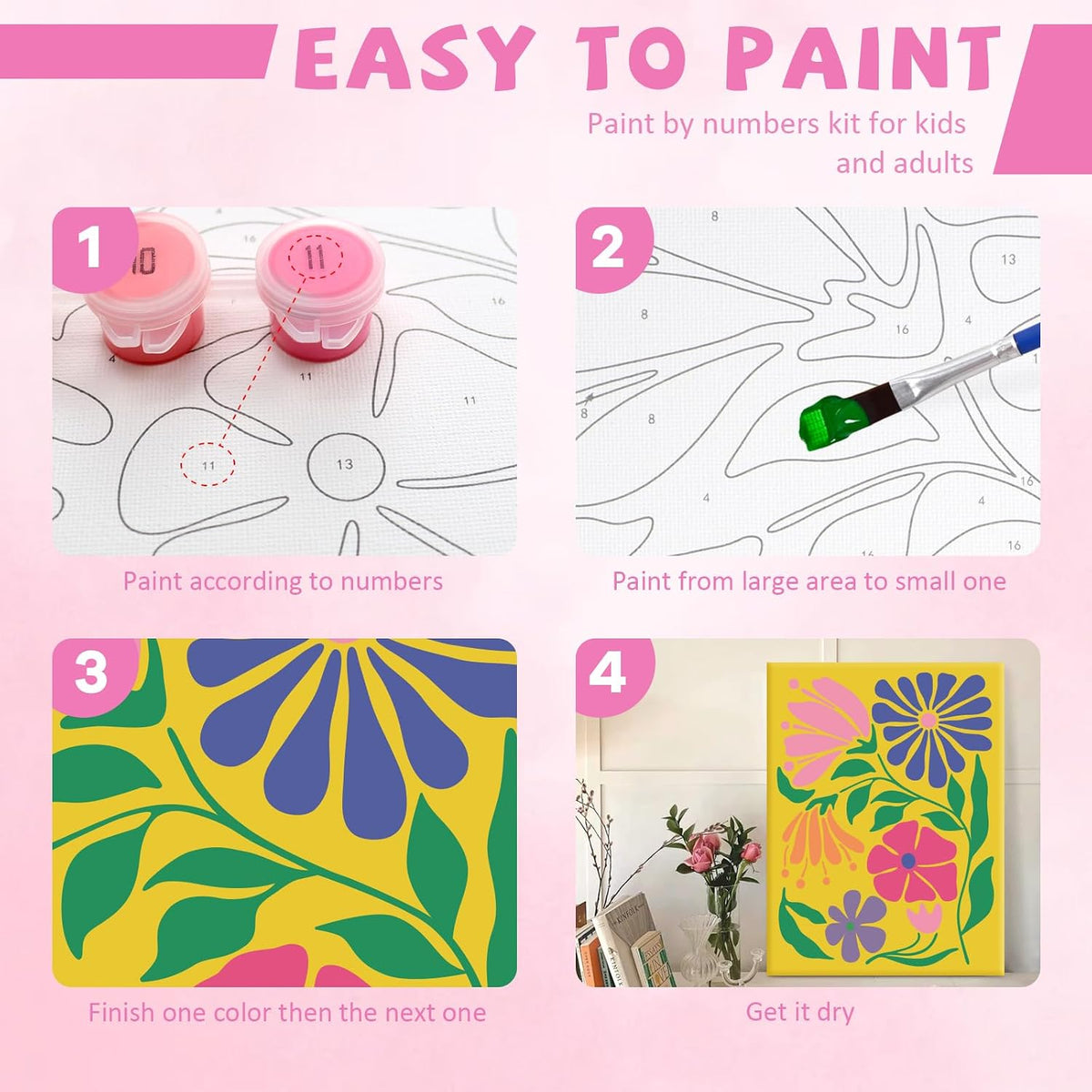 goldentime 3 Pack Kids Paint by Numbers Kit - Modern floval - image 4