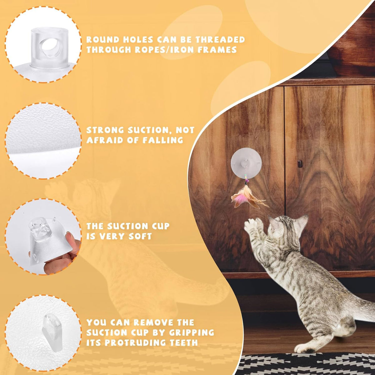 4 Pieces Cat Window Perch Suction Cup Powerful Window Bed Seat - 4 - image 4