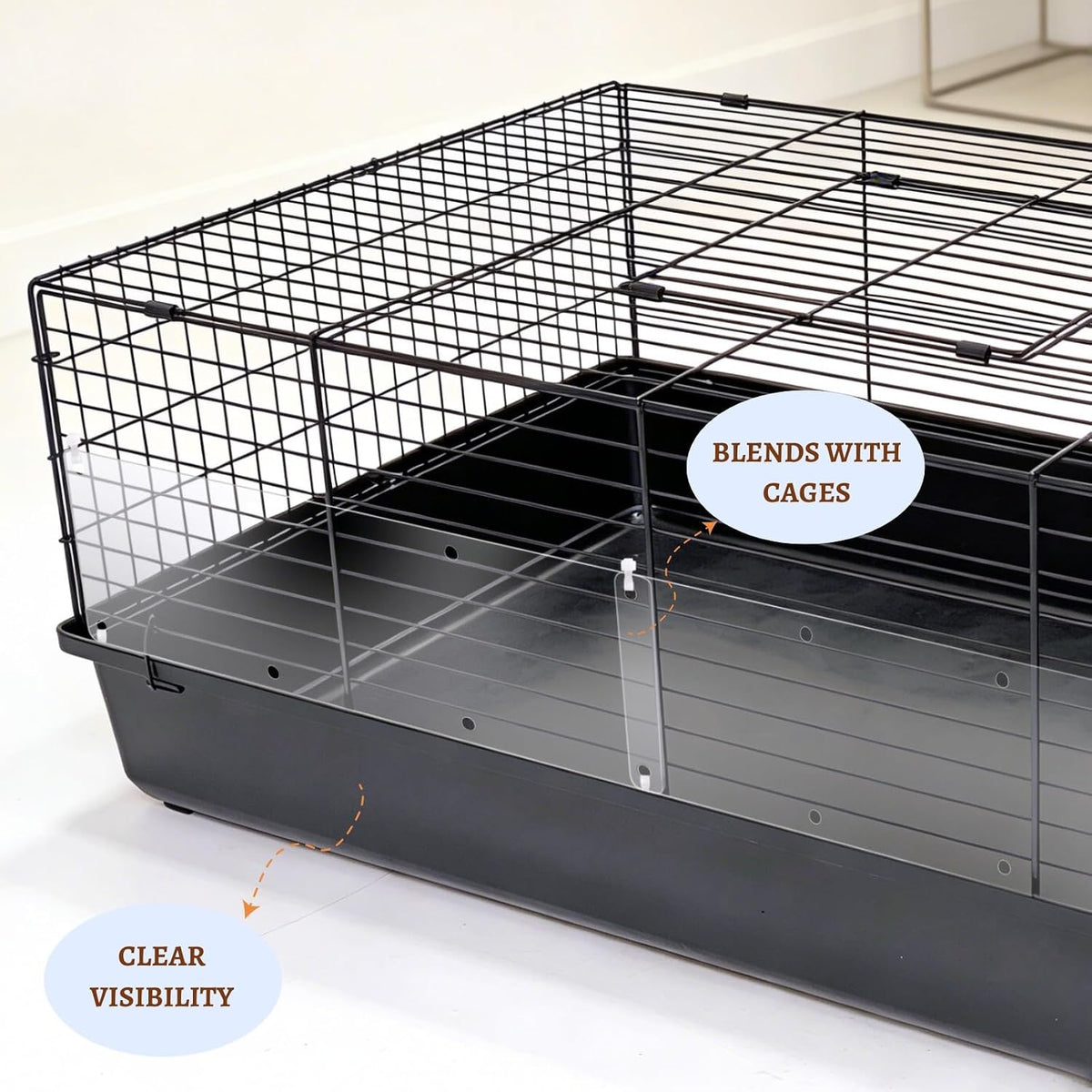 12 Pcs Cage Guard 13.8"x4.7" with Zip Ties Scatter Guard Clear – Essentials for Small Pets - 13.8" x 4.7" (12 PCS, 8 Holes) - image 3
