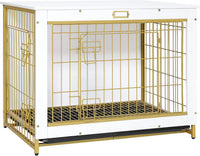 HOOBRO Dog Crate Furniture, 38.6" Large Dog Kennel Indoor - 31.5"L x 21.7"W x 25.4"H / White