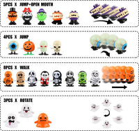 KIMOBER 20 assorted Halloween wind-up clockwork toys including skeletons, ghosts, mummies and eyebal - view 3