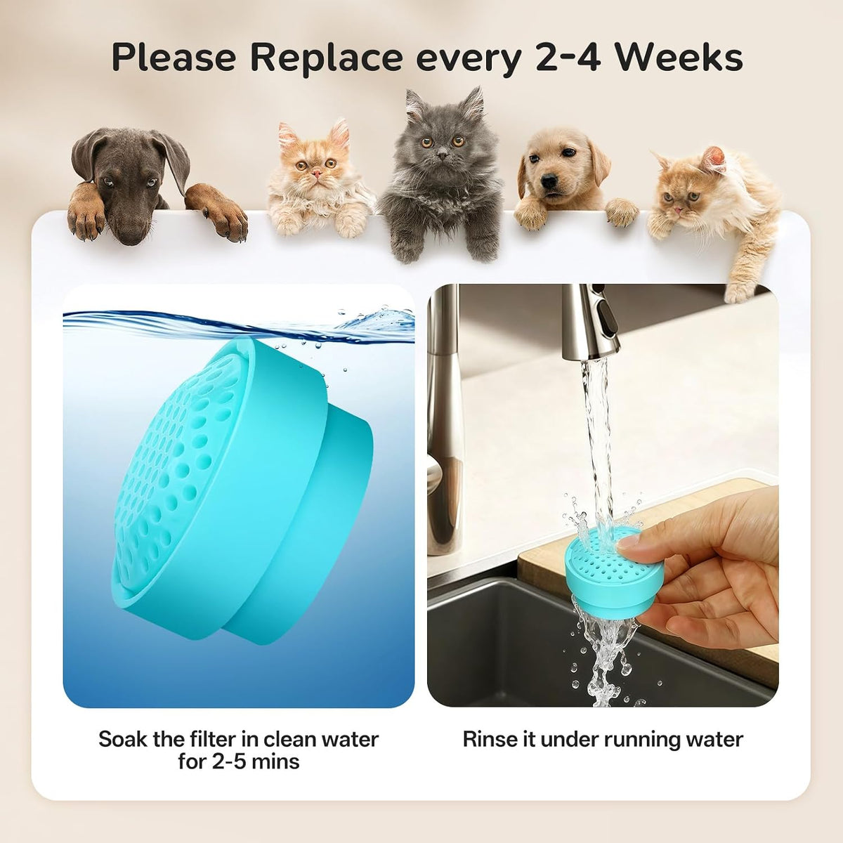Upgrade 2.2L/78oz Ceramic Pet Fountain - Glass filter-6+6 sets - image 3