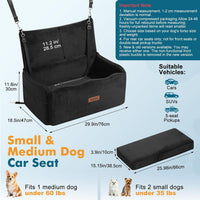 Dog Car Seat for Medium Dogs Up to 60 lb, Thick Cushion - Black / L - image 2