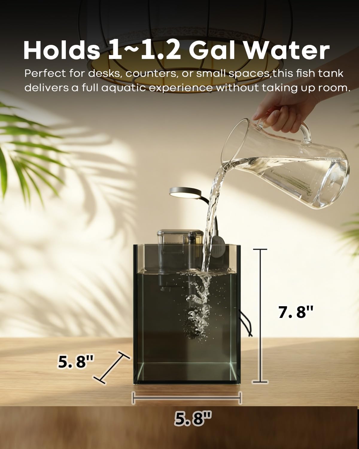 1.25 Gallon Fish Tank Small Glass Aquarium Kit Starter Set Dark - 1 Gallon - image 3