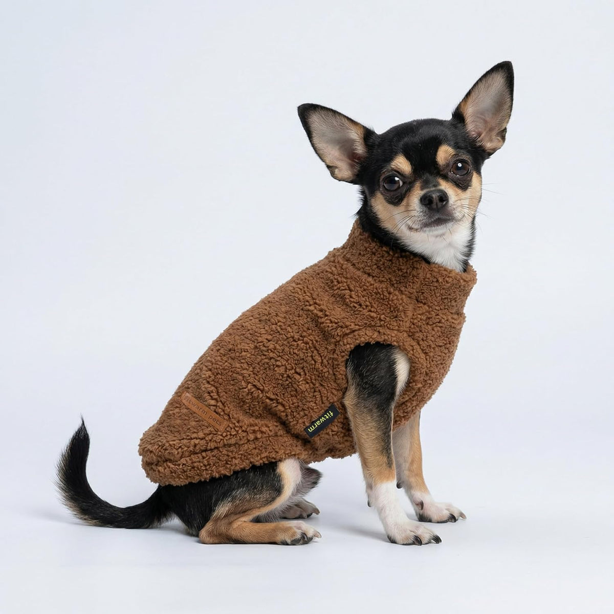 Fitwarm 2 Pack Striped Fleece Dog Sweater - X-Small / Brown-White - image 4