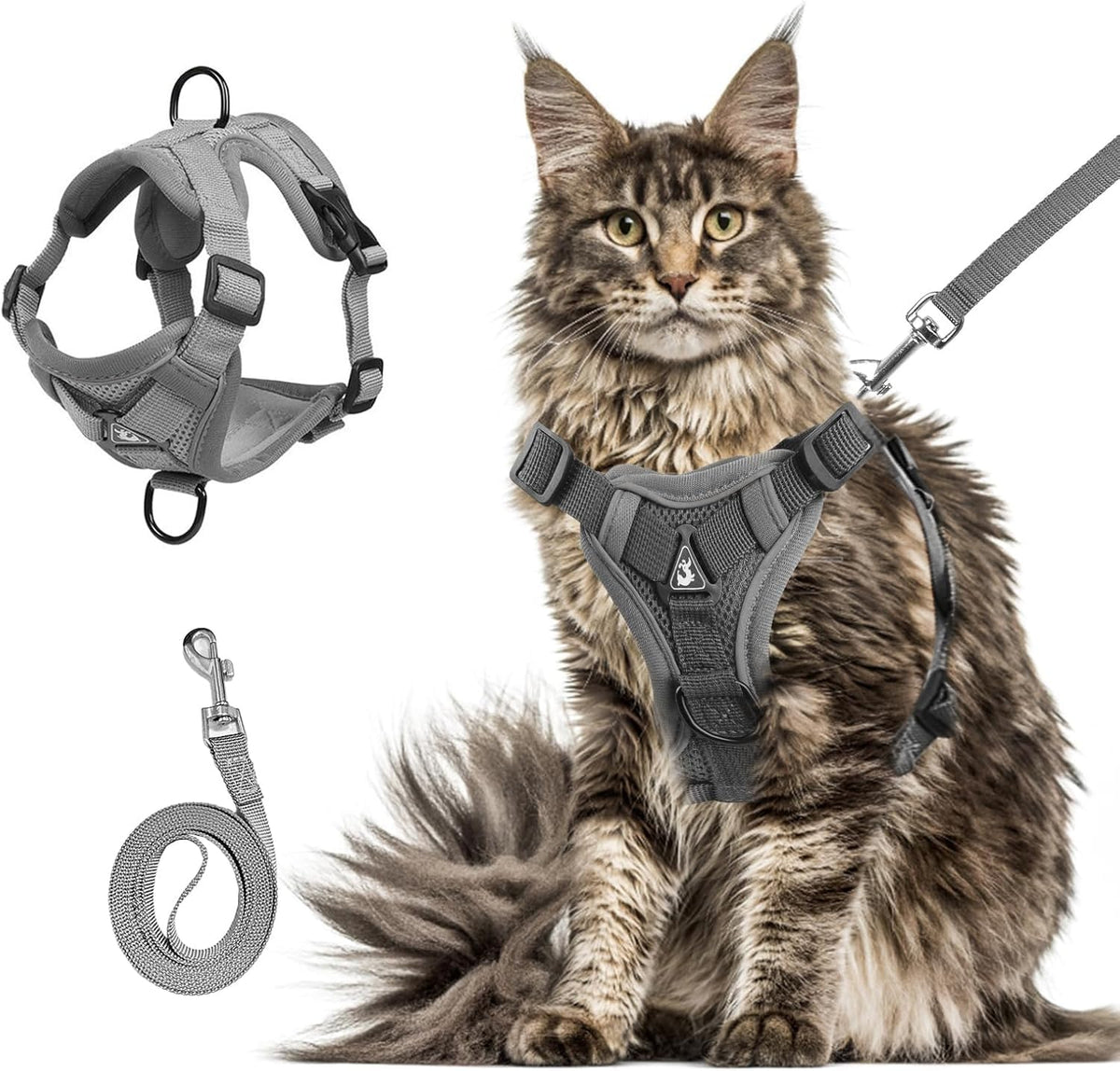 Wanheart cat Chest Harness and Leash - grey / XL:16.5-22.04lb