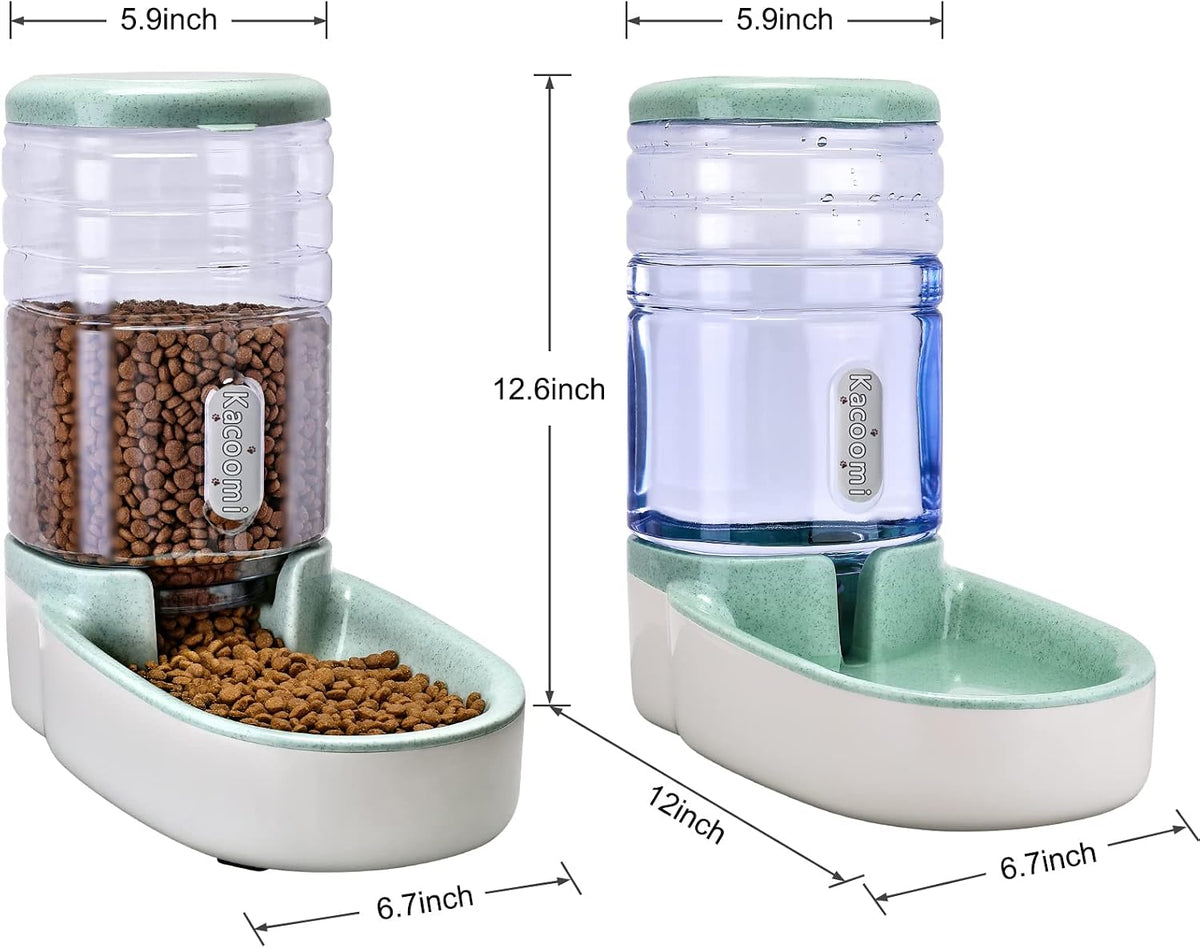 Automatic Cat Feeder and Water Dispenser with Stainless Steel Bowl - Green - image 4