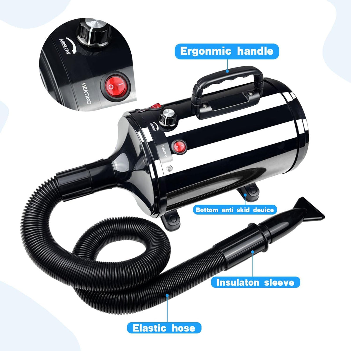 Dog Dryer High Velocity Professional Pet Grooming Dryer – Essentials for Dogs - Black - image 2