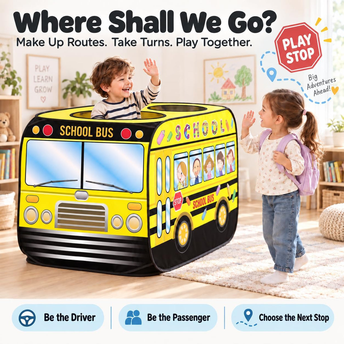Cecailin fire truck pop up play tent for kids with roll-up door in red - view 9