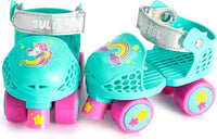 SULIFEEL Kids Adjustable Quad Roller Skates for Girls and Boys – Fun for Kids & Family - Unicorn Green