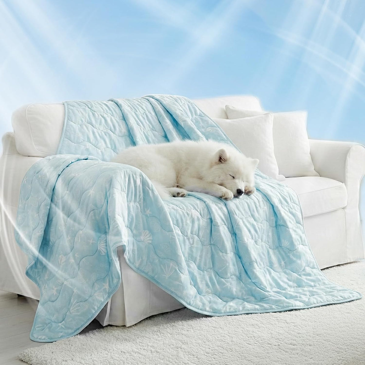NWK Dog Cooling Blanket Q-Max>0.345 for Summer – Essentials for Dogs - Ocean Blue / XL (60''x 80'')