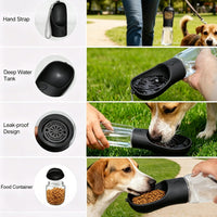 Portable Dog Water Bottle with Food Container - Black / 12oz - image 4