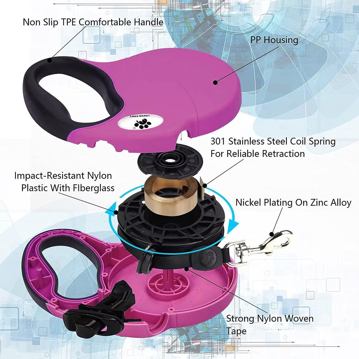 Retractable Dog Leash, Small Dog - Medium / pink - image 3