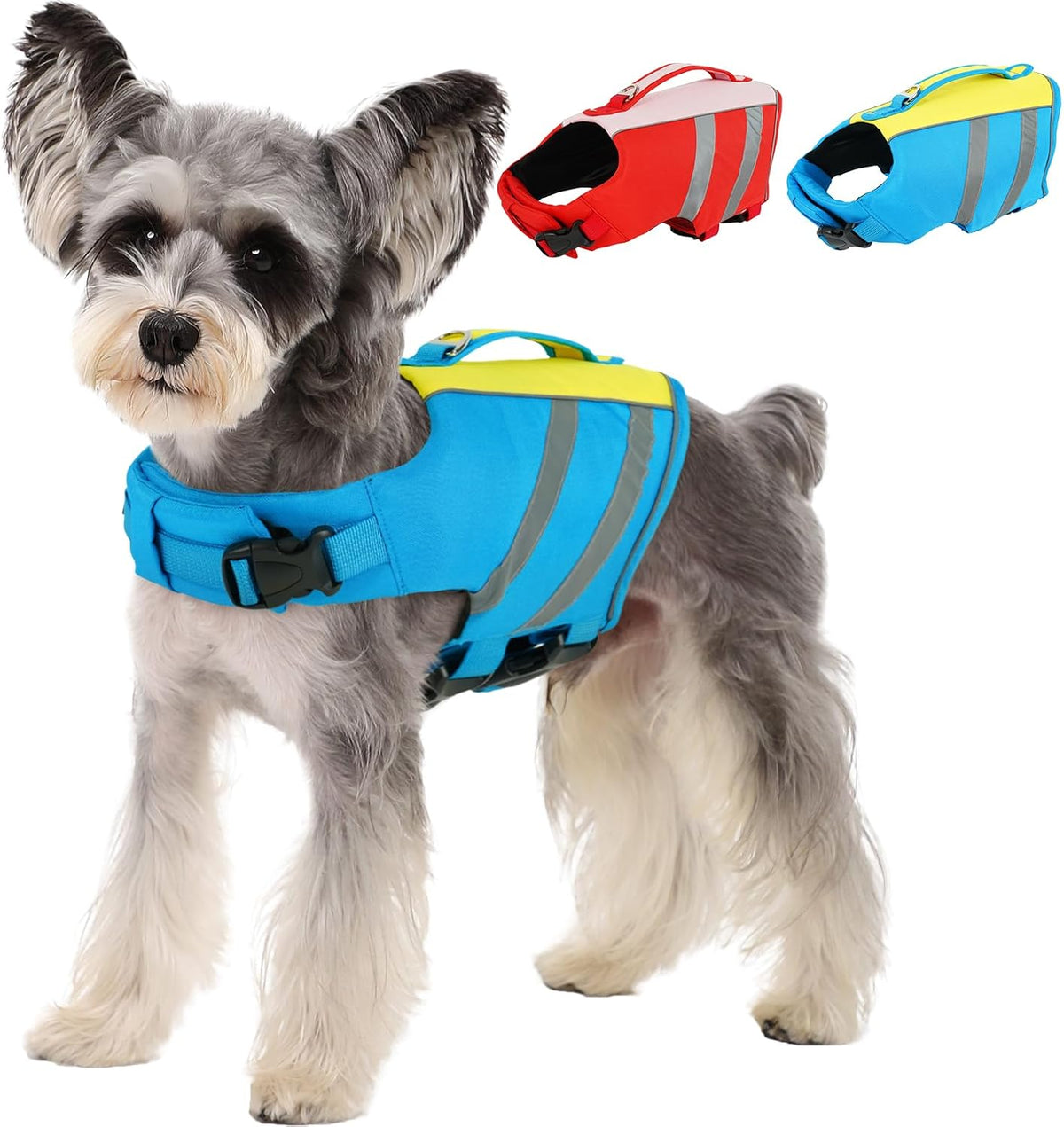 Kuoser Dog Life Jacket with Rescue Handle - Medium (Chest Girth:20.5-25.2'') / Ocean Blue