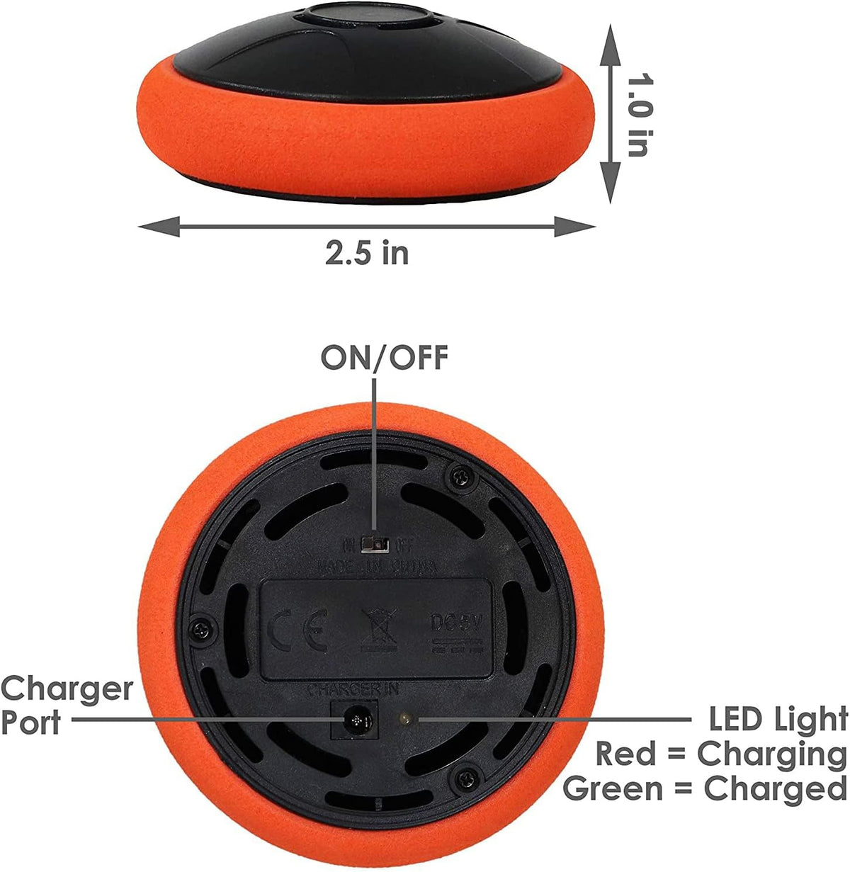 TYRDAN rechargeable floating air hockey puck with 2 strikers and USB charging cable - view 7