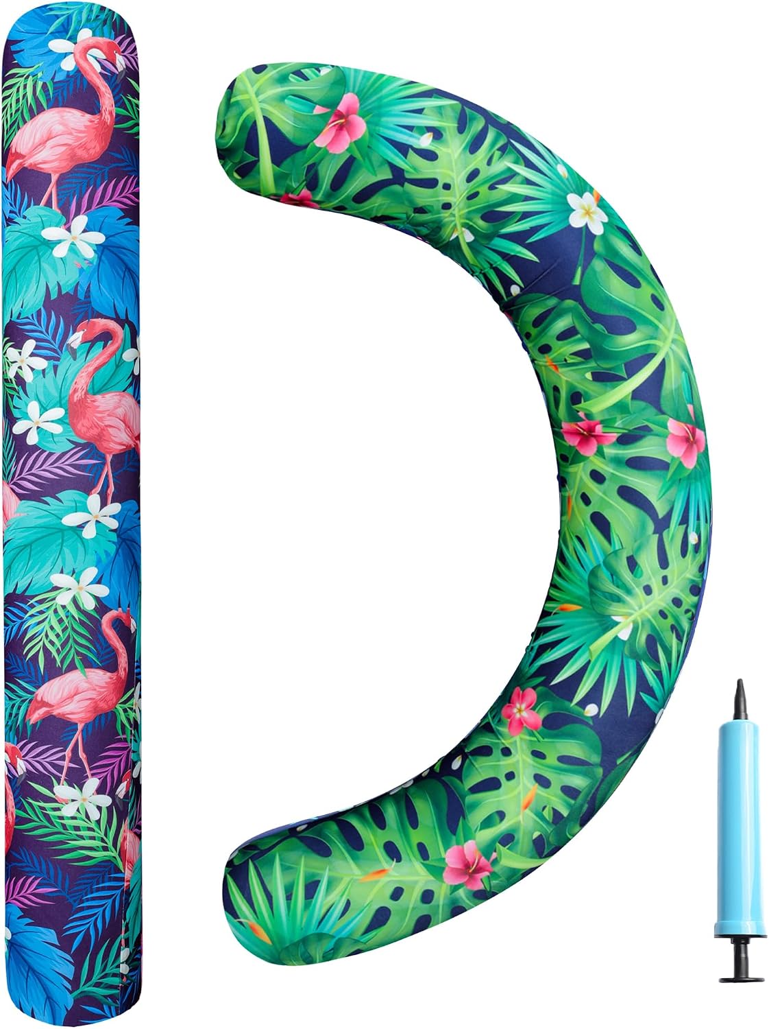 PARENTSWELL inflatable pool noodles 2-pack with flamingo and leaf covers