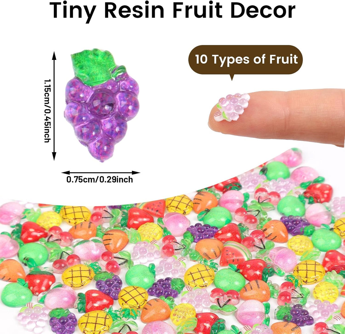 200pcs Mini Resin Ladybug Decor Tiny Ladybug for Crafts Dollhouse - 200pcs Tiny Resin Fruits - image 3