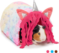 PAWNISAW pink gradient guinea pig tunnel hideout with two-sided fleece and cooling mat