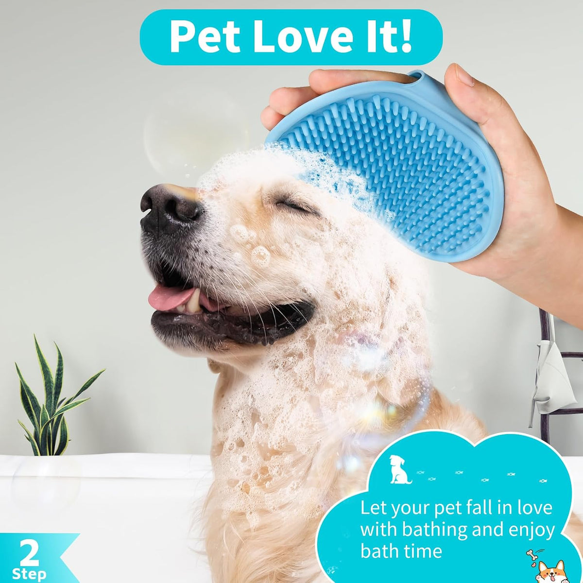 3-in-1 Dog Grooming Brush - Blue Blue Blue - image 4