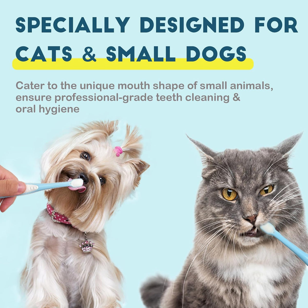 Small dog and cat toothbrush kit with 2 micro-head extra soft brushes - view 2