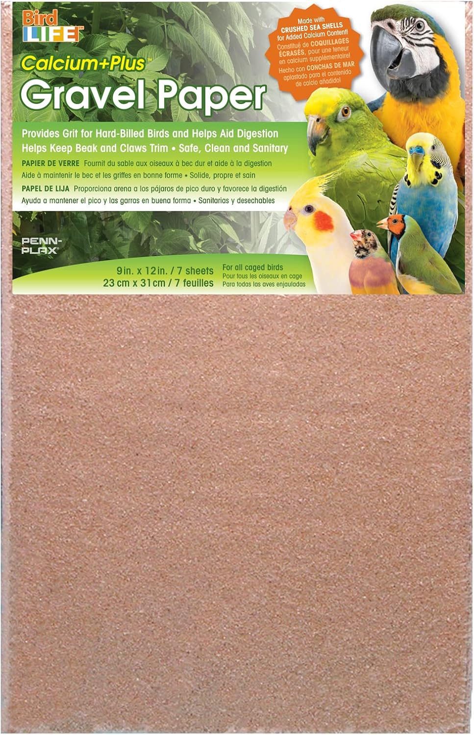 Penn-Plax Bird Life Gravel Paper, Bird Cage Liner - 9" x 12"