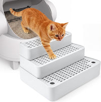Adjustable Litter Box Step, Cat Ramp for Litter Box, 2 Steps - Light Grey / 3 step