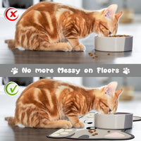 Cat Food Mats for Floor, Dog Pet Water Bowl Feeding Placemats for Food and Water Grey 17.7 * 9.8 - Cat Head / Medium - image 4