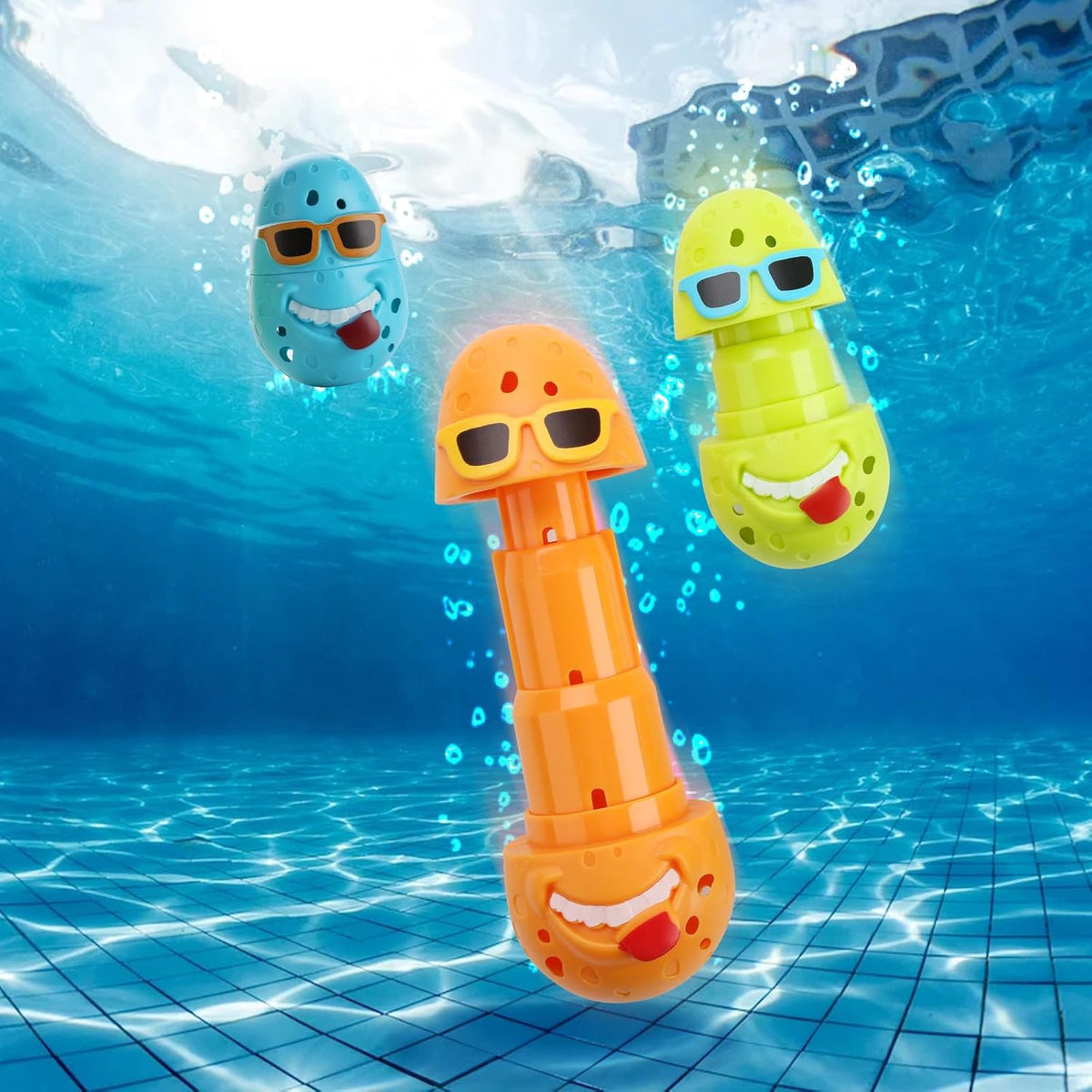 Summer Pool Toys Underwater Diving Games Dive Sticks Duck 3-Pack – Fun for Kids & Family - Clown Egges