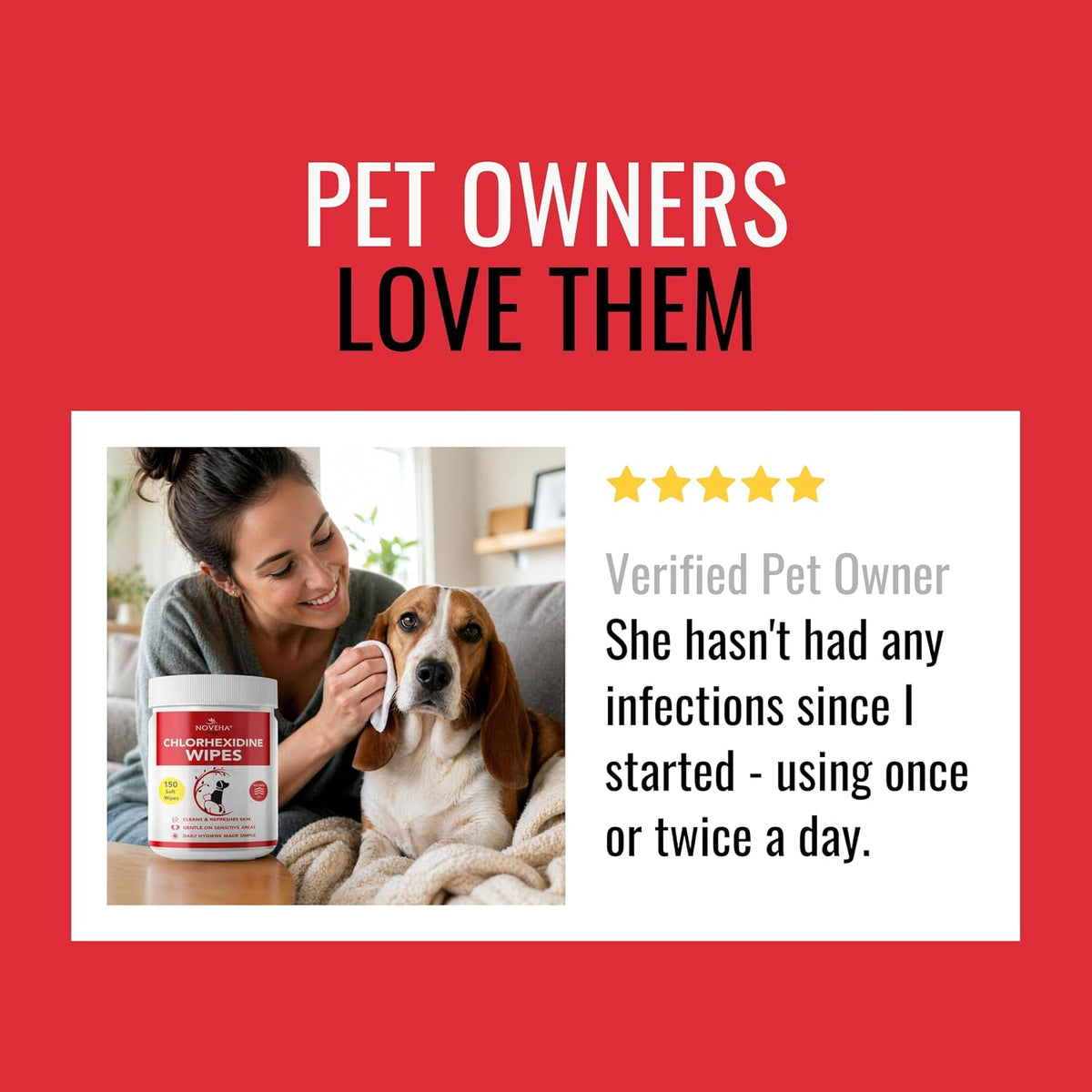 NOVEHA Pet Wipes, Formulated Pet Wipes - 300 Topical Wipes - image 3
