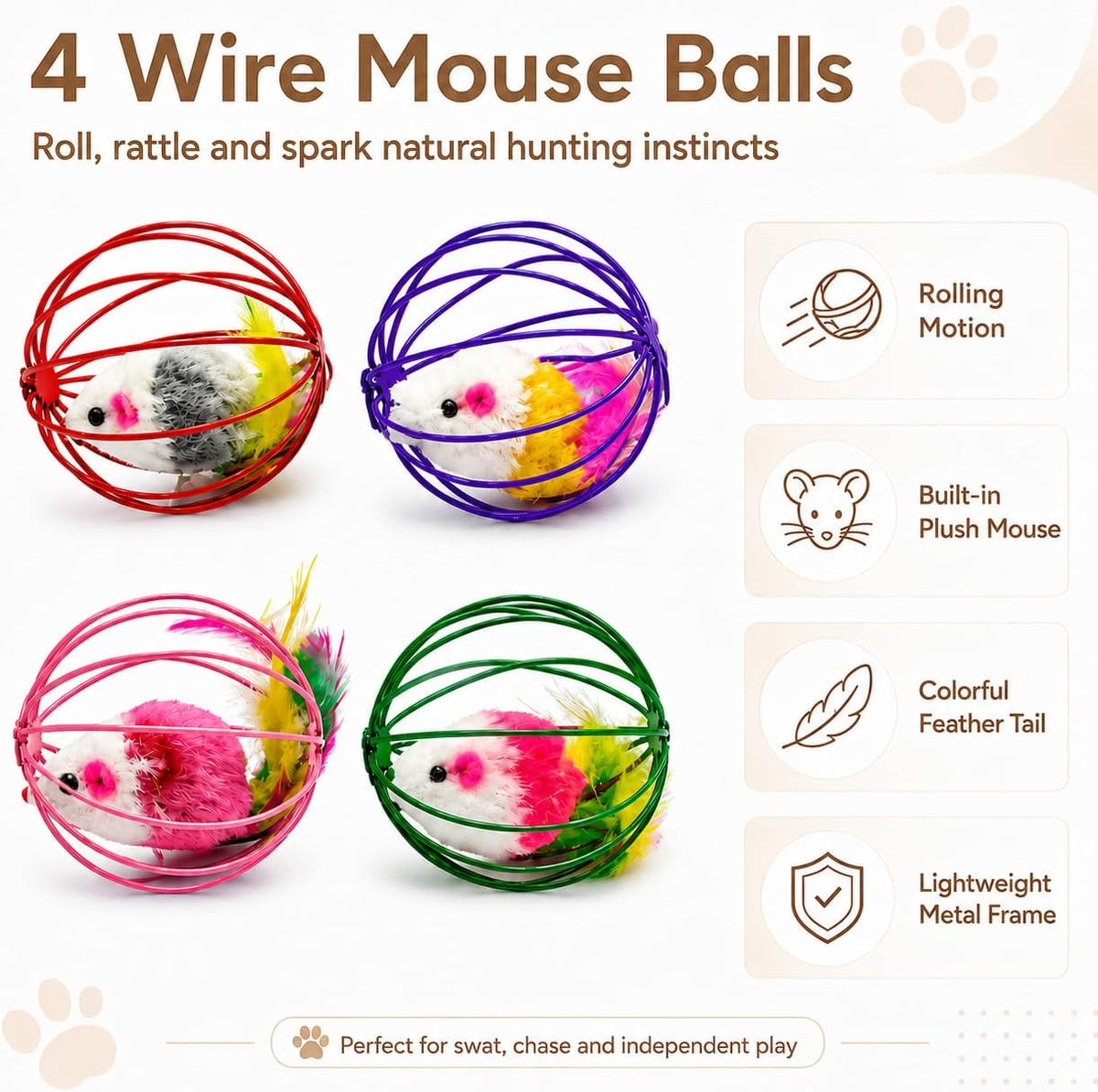 Cat Toys for Indoor Cats, 20 Packs Cat Toys Balls – Essentials for Cats - Mouse Balls 16Pcs - image 4