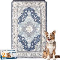 Washable Pee Pads for Dogs, Non-Slip Potty Pads - Navy & Ecru / 48"x32" (Pack of 2)