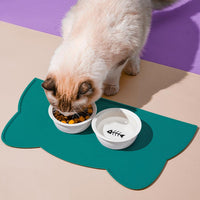 Cat Food Mat, Silicone Non Slip Dog Bowl Mat Waterproof Cat Feeding Mat Stop Food Spills and Water - Marrs Green / 20"L x 12"W - image 2