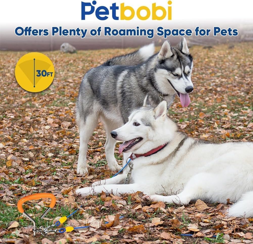 Petbobi Dog Tie Out Cable and Stake - 30 ft (120 lbs) / Blue - image 4