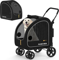 PAWZIDEA 3-in-1 Large Dog Stroller with Detachable Carrier - Black Warrior