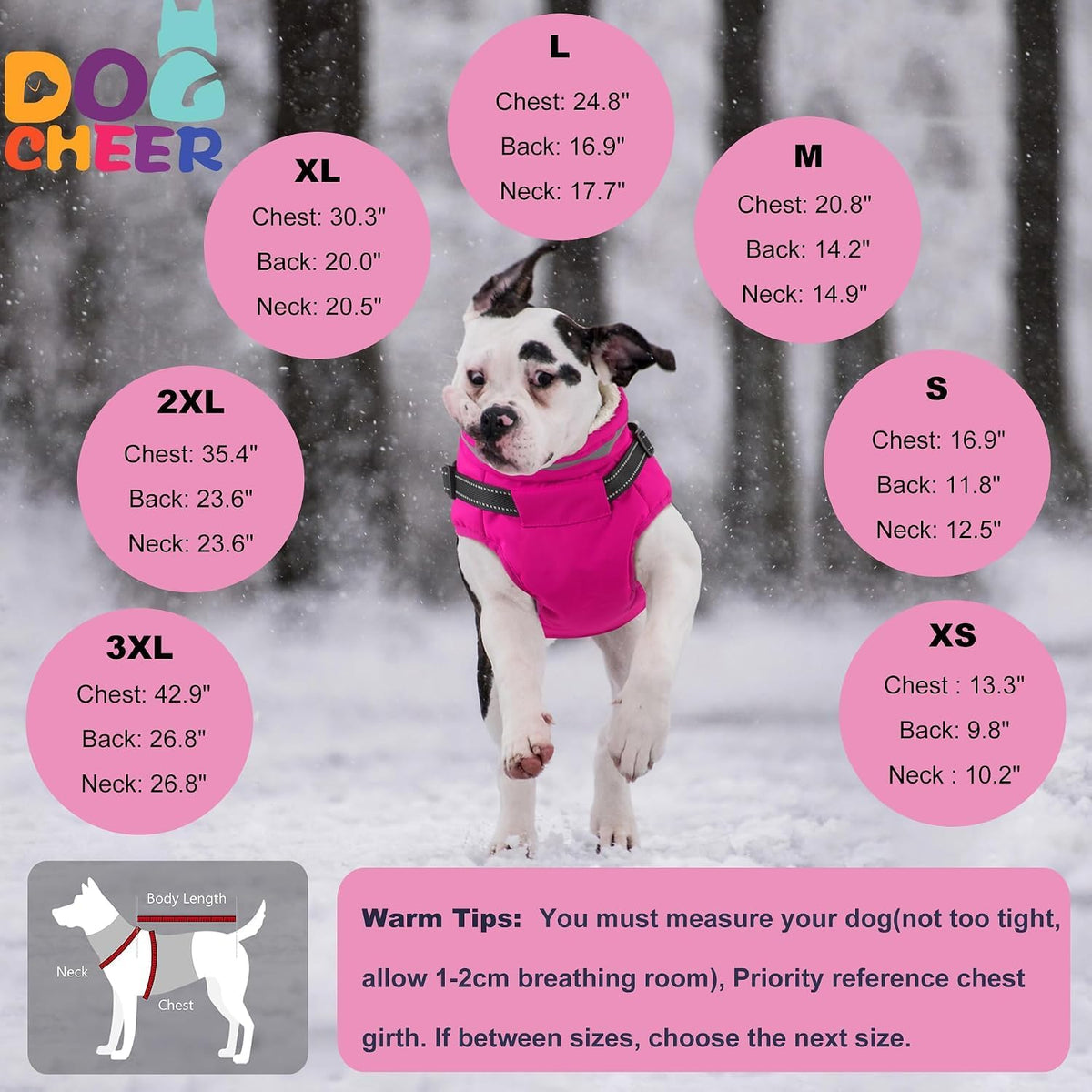 Dogcheer Dog Coat with Harness - Pink / X-Small(Chest:13.3"Back:9.8" Neck:10.2") - image 3