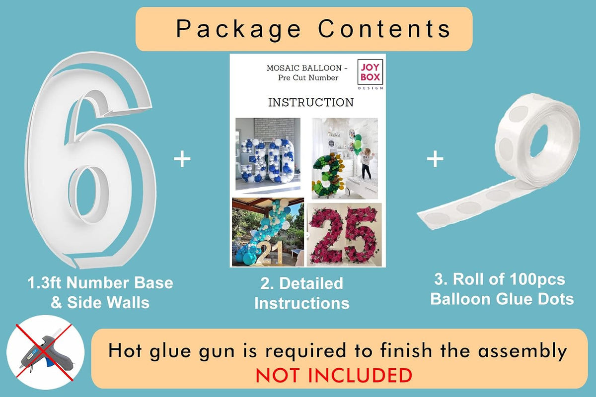 JoyBox Design 3FT DIY Mosaic Balloon Number 1 Frame - Number 6 - image 3
