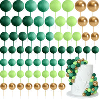 75 Pieces Cake Balls Topper Decorations Foam Cupcake Topper Mini - Green Gold Series