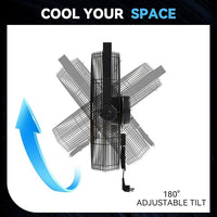 2600 CFM 14 inch Outdoor High Velocity Wall Mounted Fan, 3-Speed Metal Fans with IP44 Enclosure Motor, Industrial Grade Weatherproof Wall Fan for Patio, Greenhouse, Garage, and Gazebo